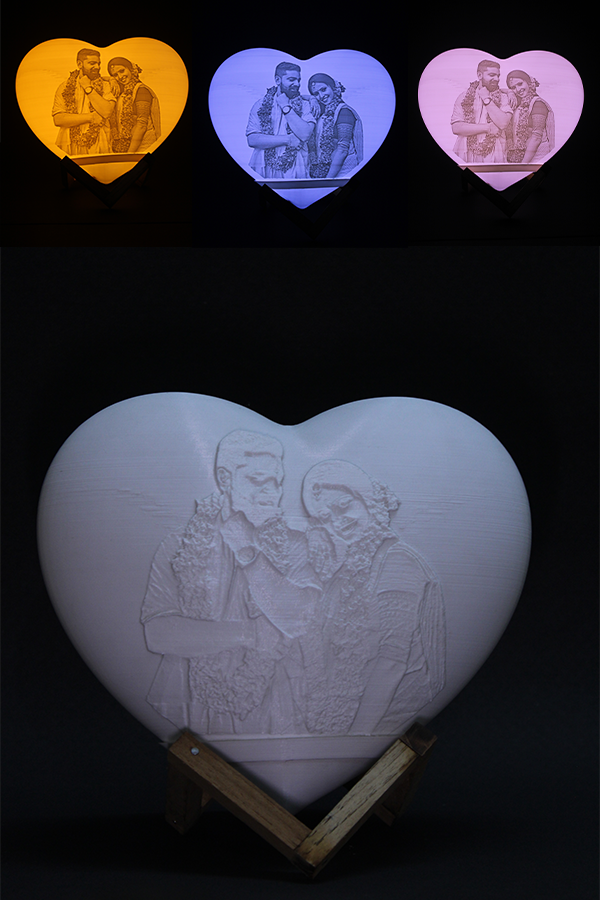 Heart shape LED lamp 3d printed – 100 Gifts